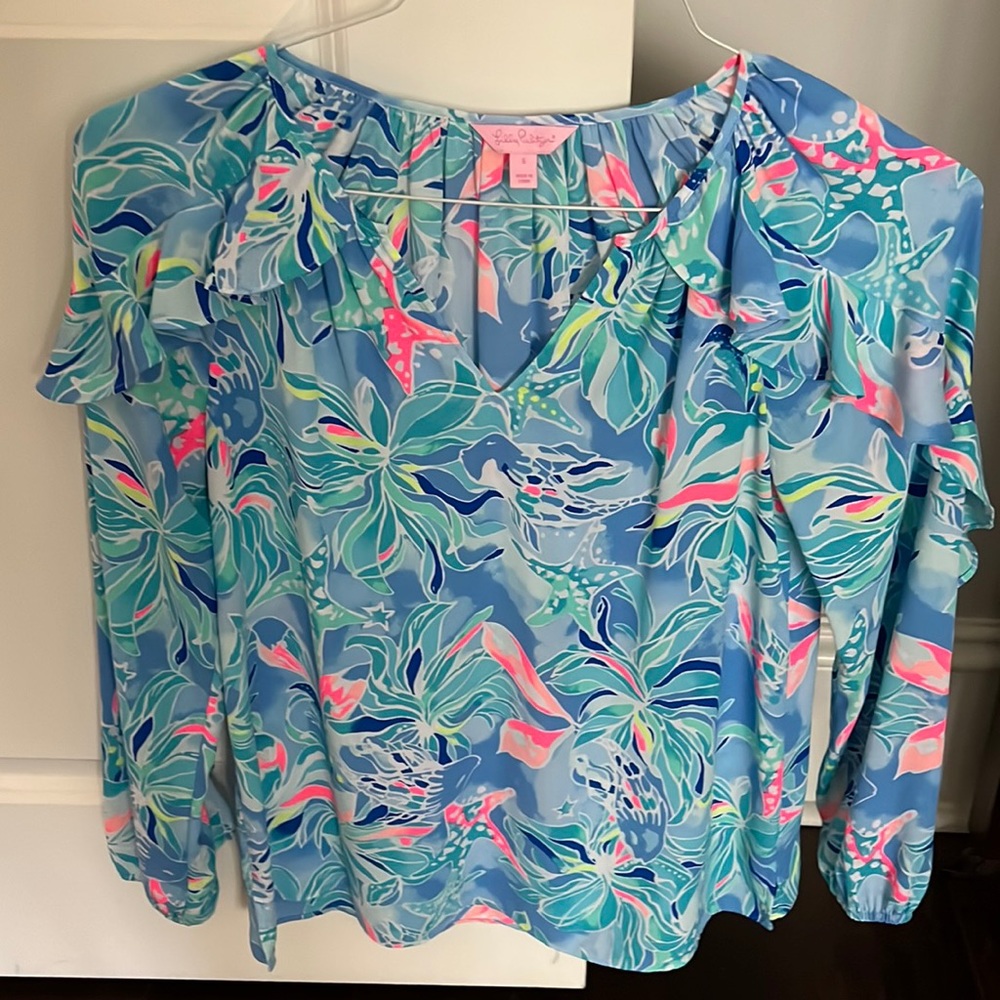 Lilly Pulitzer long sleeve ruffle blouse